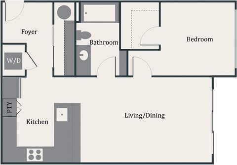 a stylized drawing of a floor plan of a house at Gage On Sixth, Tacoma